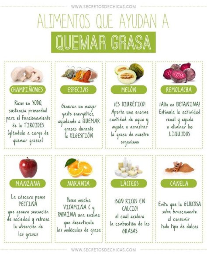 10 comidas que ayudan a acelerar el metabolismo, quemar grasa y perder peso