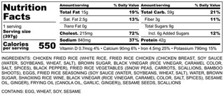 11 Chicken Fried Rice Nutrition Facts