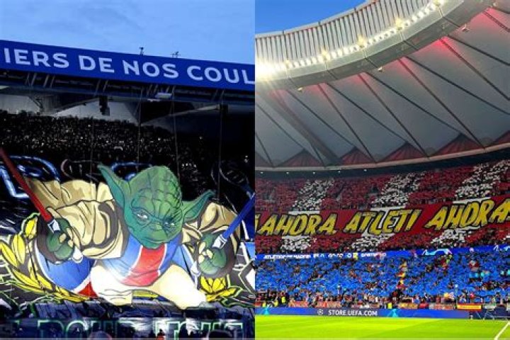 Así han sido los espectaculares tifos de Atlético y PSG... en 3D y con luces