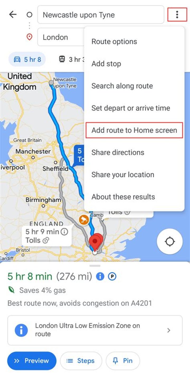 Can I save a route on Google Maps?