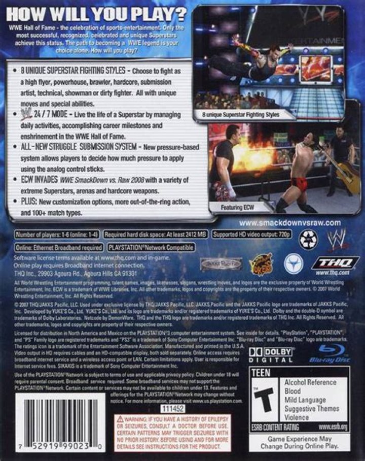 Can you play SmackDown vs Raw 2008 on ps4?