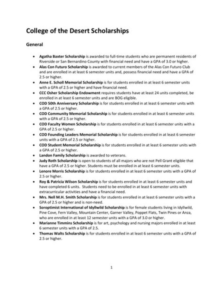 College of the Desert Baseball Scholarships Guide