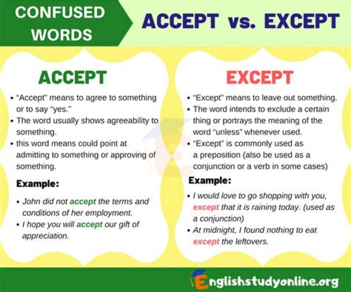 Difference Between Accept And Except