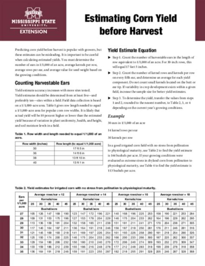 Estimating Corn Yield before Harvest