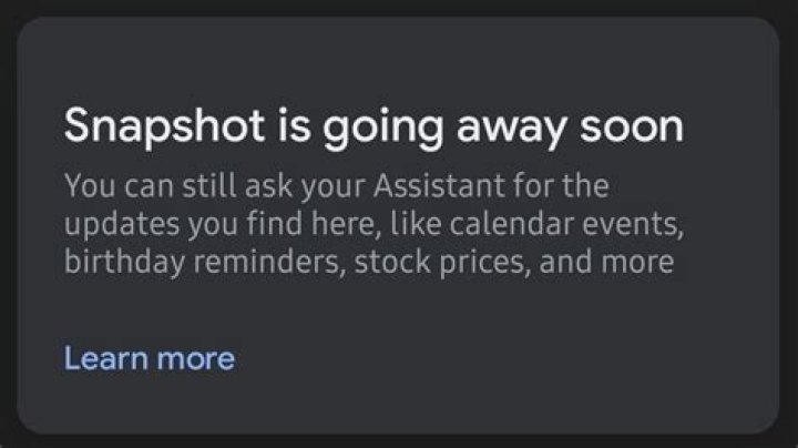 Google Assistant Snapshot starts disappearing for many Android users