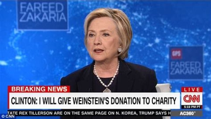 Hillary Clinton to Donate Harvey Weinstein Donations to Charity