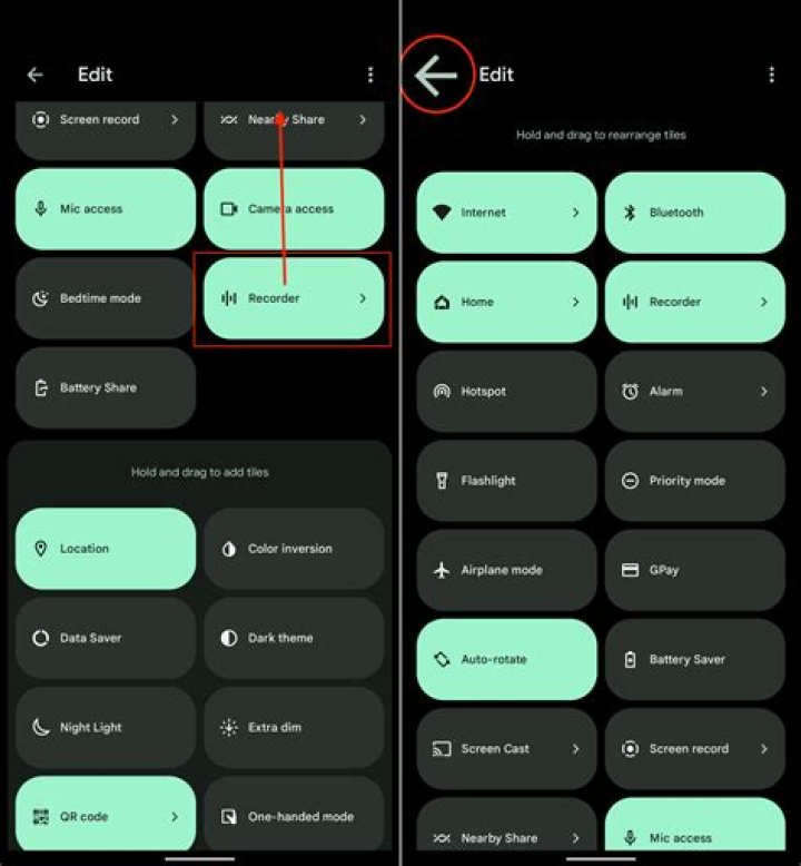 How to access Google Recorder from the Android Quick Settings menu