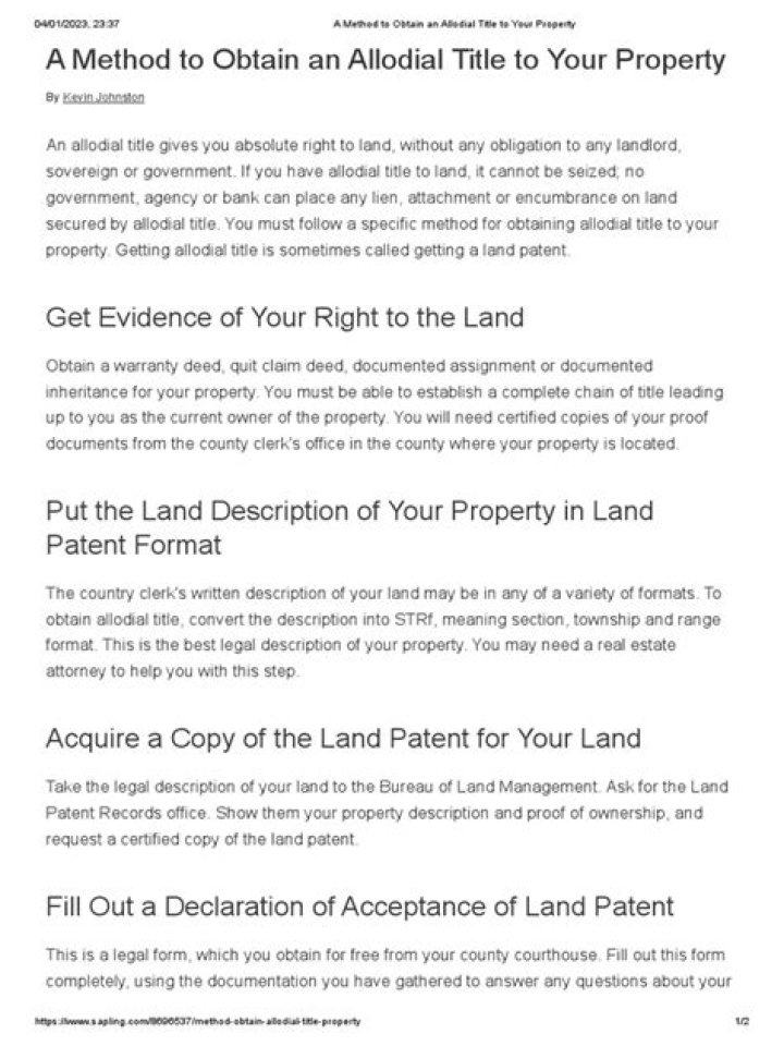 How To Get An Allodial Title In Oklahoma