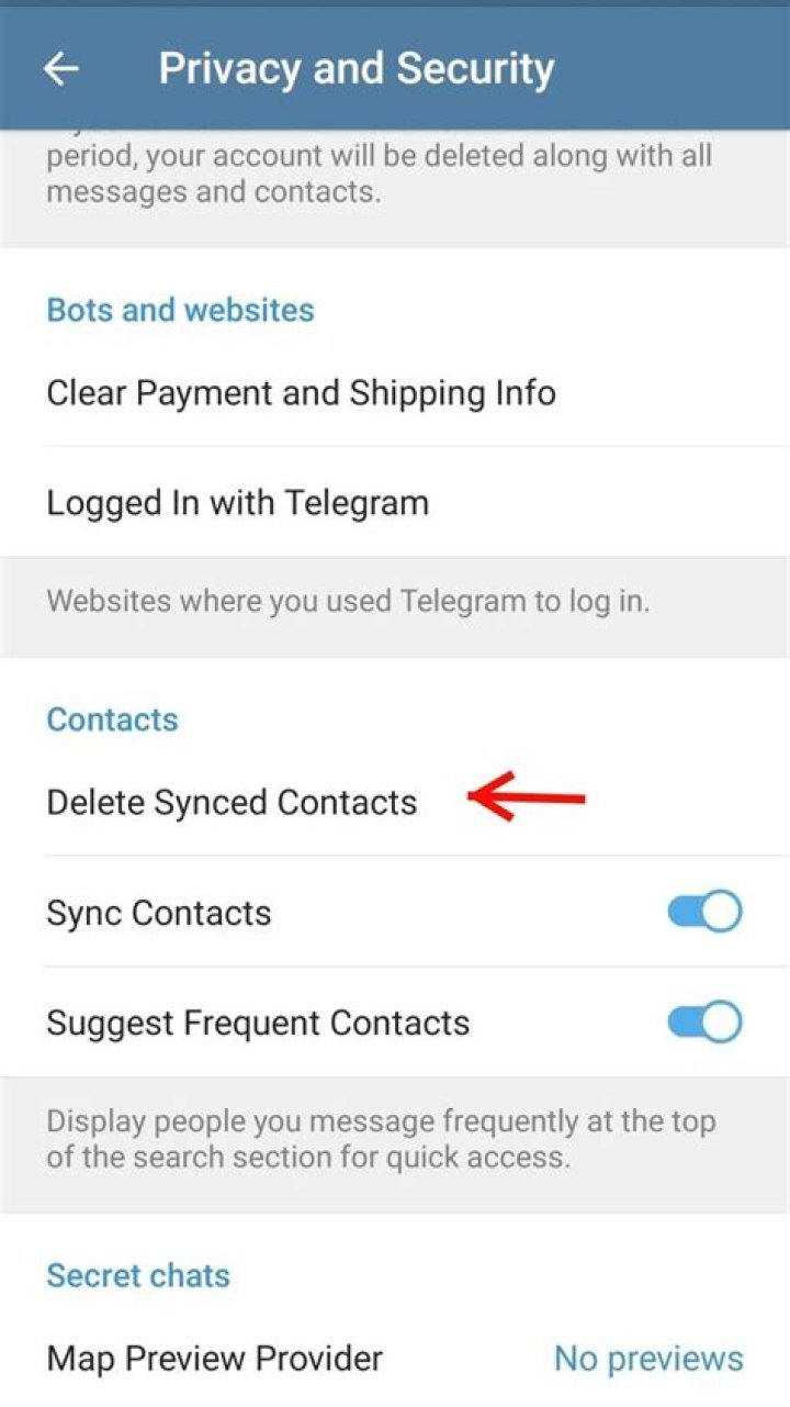 How to remove and disable contact syncing in Telegram