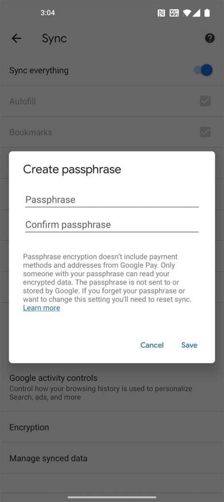 How to use a custom passphrase to securely sync your Chrome passwords and data