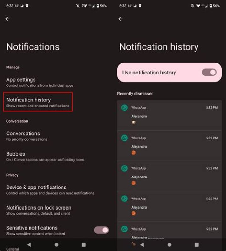 How to view your Android notification history