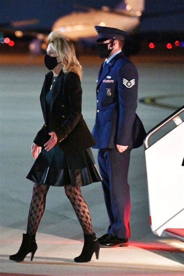 Jill Biden Paired Fishnets With Black Booties