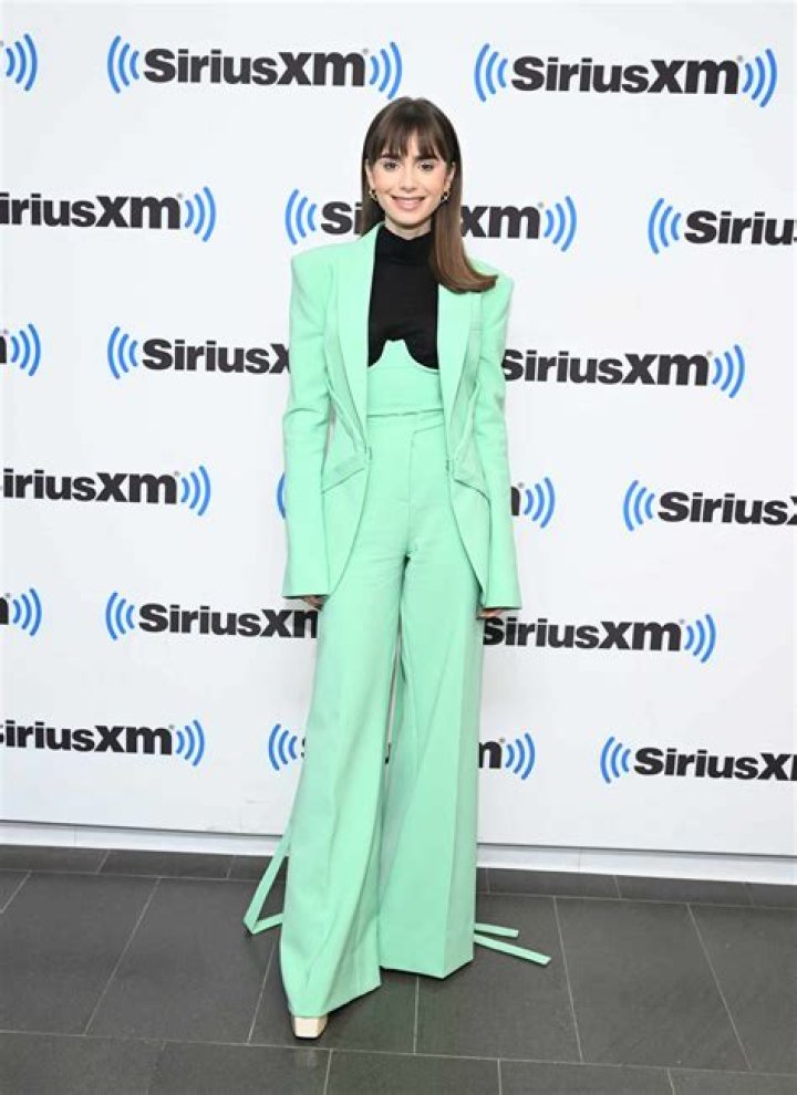 Lily Collins Wears a Coordinating Set and Super Tall Pumps
