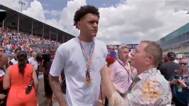 Paolo Banchero and Patrick Mahomes laugh at getting mixed up during F1 event