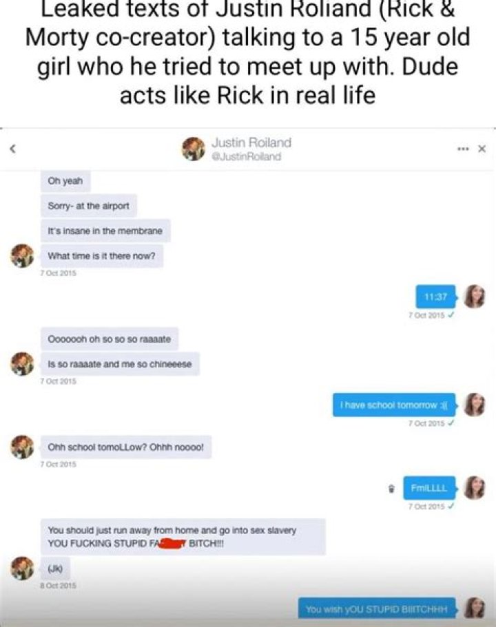 Rick And Morty Creator Justin Roiland Leaked Texts
