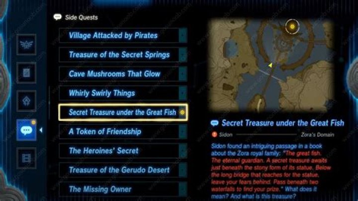 ToTK Secret Treasure Under Great Fish Location