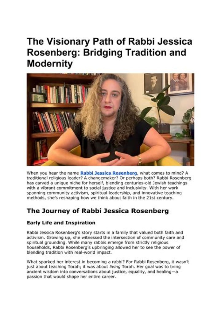 Understanding Rabbi Jessica Rosenberg's Gender Identity And Impact