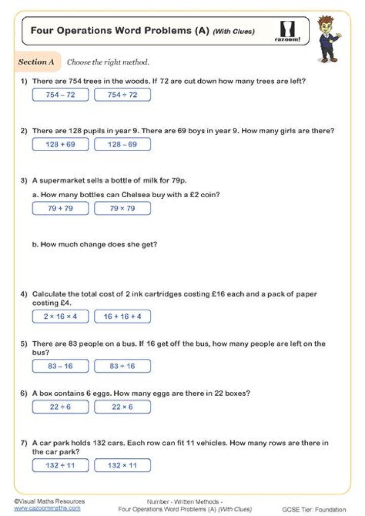 Word Problems and Lines at a Glance